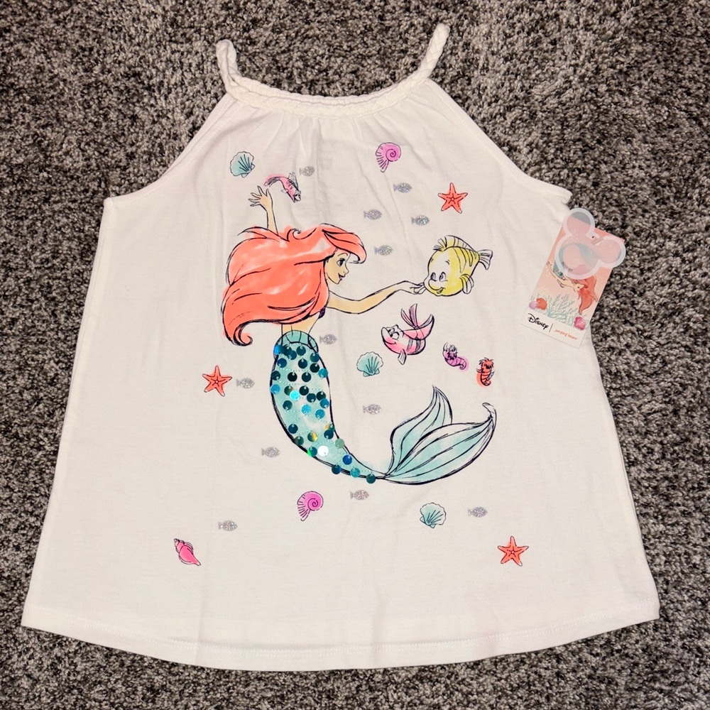 Disney Ariel and Flounder Kids Camisole - White with Colorful Print